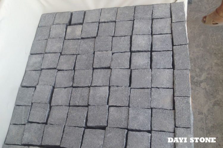 Cubes Dark Grey Granite G654 Top flamed edges split bottom sawn 9x9x9cm